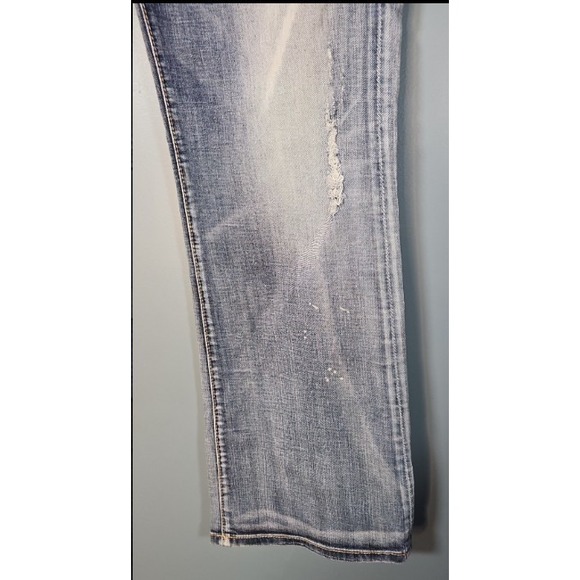 Vigoss Women's Blue Wash Bootcut Distressed Bleach Splatter Denim Jeans Size 15 - Picture 4 of 11